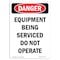 Signmission OSHA Sign, Prtrait Equipment Being Serviced Do Not Operate, 10in X 7in Plastic, 7" W, 10" H, Prtrait OS-DS-P-710-V-1739 - alternate 1